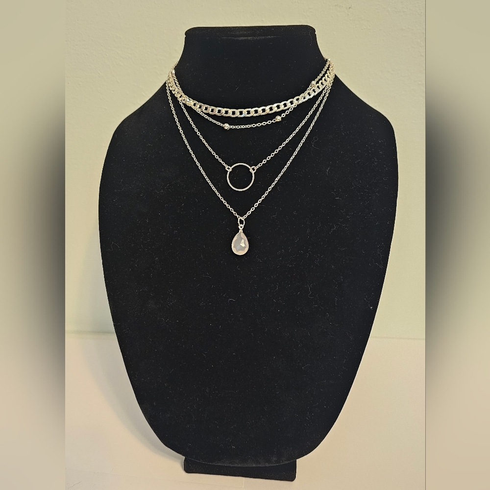 Boho Water Drop Pendant Multi-Layer Necklace NIP